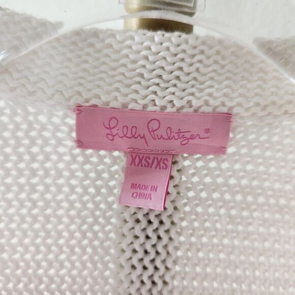 Lilly Pulitzer Cap Sleeve Open Front Cardigan Fringe Womens Size XXS/XS White - Picture 5 of 7